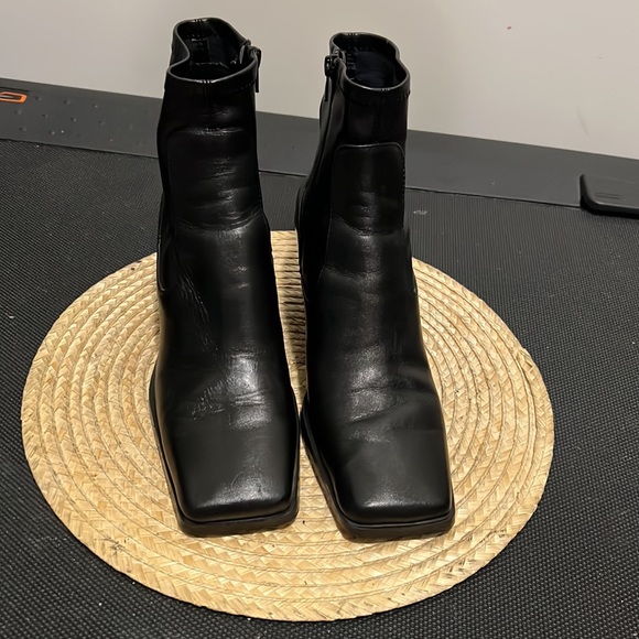 Zara Cowboy Square Toes Leather Ankle Boots Size 40 - Picture 3 of 16